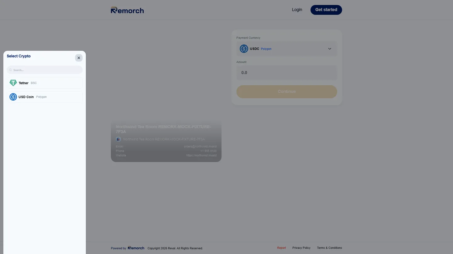 Currency picker rendered as a docked panel by the third-party component library